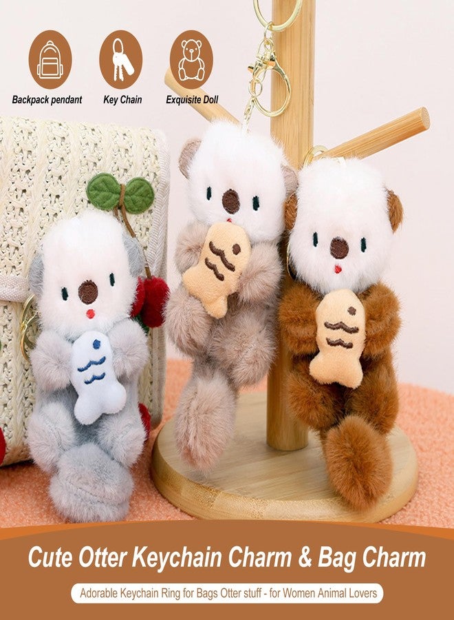 YOUNEEDFUL 2025 New Cute Otter Keychain Charm & Bag Charm Adorable Keychain Ring for Bags Otter stuff for Women Animal Lovers (Grey) - Image 2